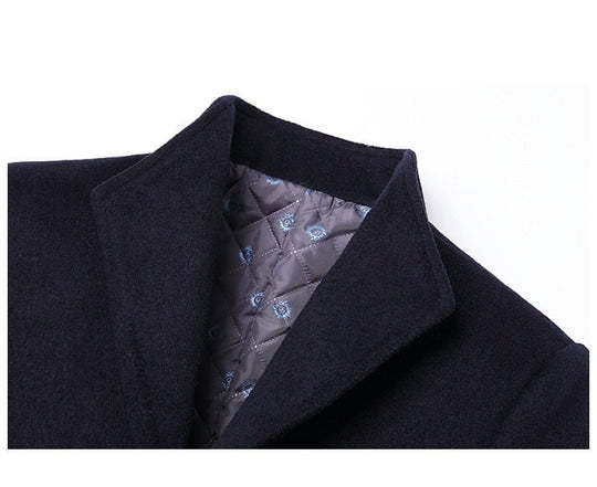 Warm Men’s Wool Coat - Single-Breasted Mid-Thigh, Winter - Image 3