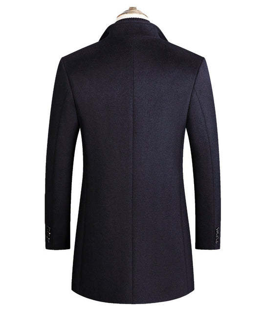 Warm Men’s Wool Coat - Single-Breasted Mid-Thigh, Winter - Image 4