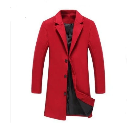 Warm Men's Wool Overcoat - Single-Breasted, Wool Blend - Image 2