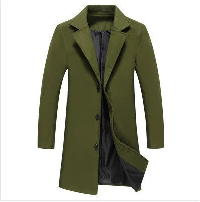 Warm Men's Wool Overcoat - Single-Breasted, Wool Blend - Image 3