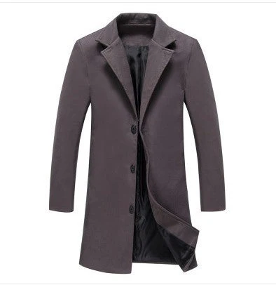 Warm Men's Wool Overcoat - Single-Breasted, Wool Blend - Image 5