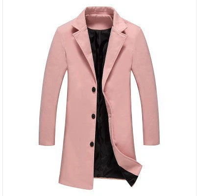 Warm Men's Wool Overcoat - Single-Breasted, Wool Blend - Image 8
