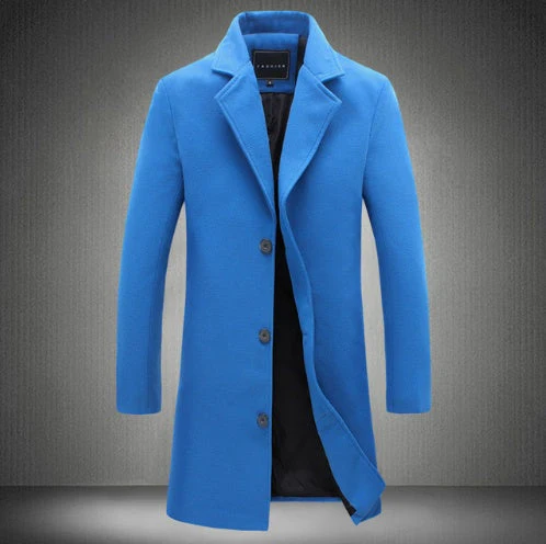 Warm Men's Wool Overcoat - Single-Breasted, Wool Blend - Image 9