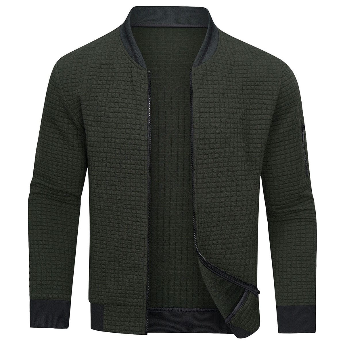 Warm Men’s Zip Pullover - Bomber Style, Knit, For Winter - Image 3
