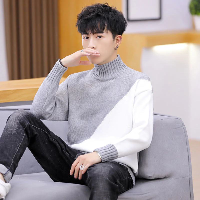 Warm Men Turtleneck Sweater - Relaxed Knit, Poly Winter - Image 6