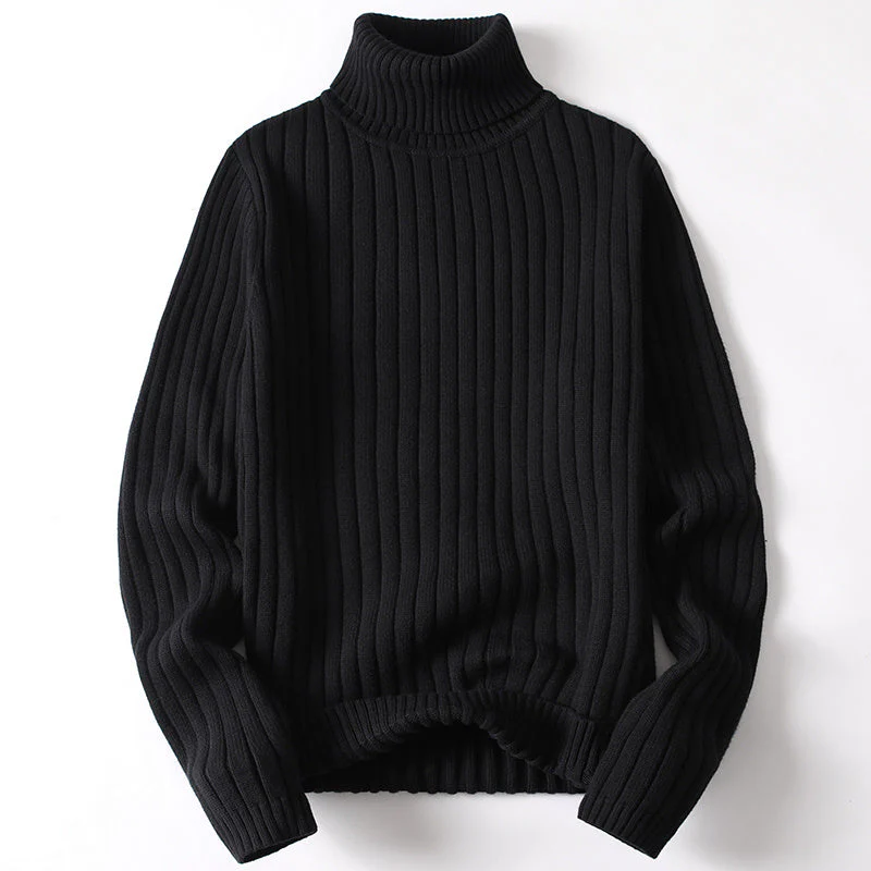 Warm Men Women Turtleneck Sweater - Slim Ribbed Knit - Image 3