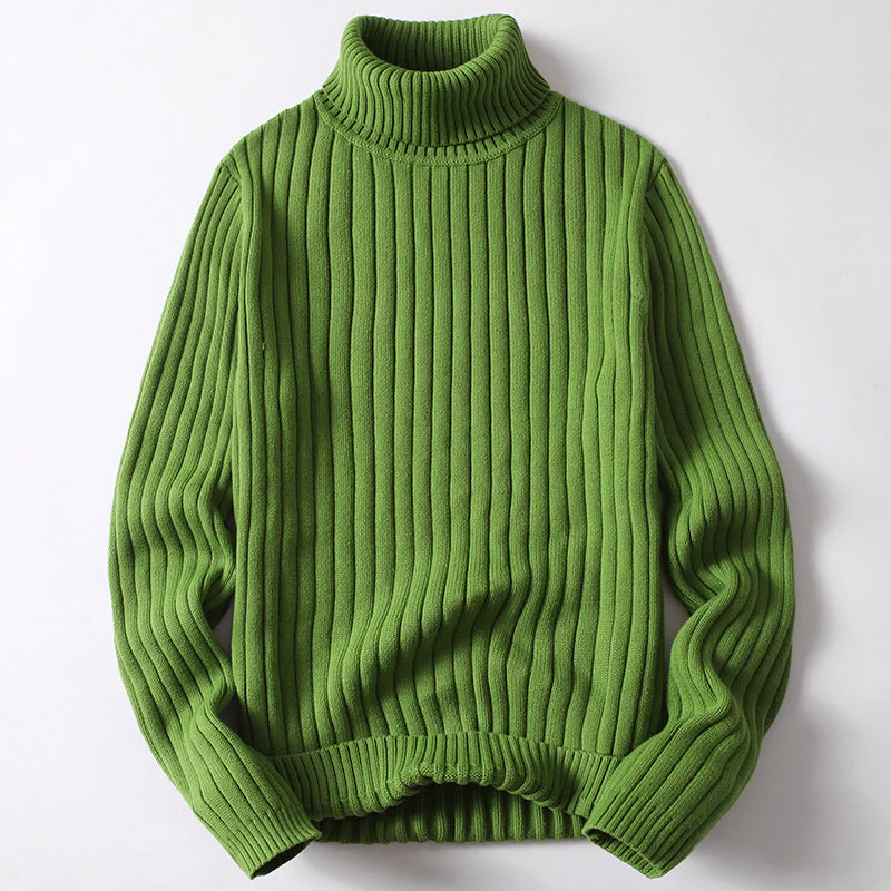 Warm Men Women Turtleneck Sweater - Slim Ribbed Knit - Image 5