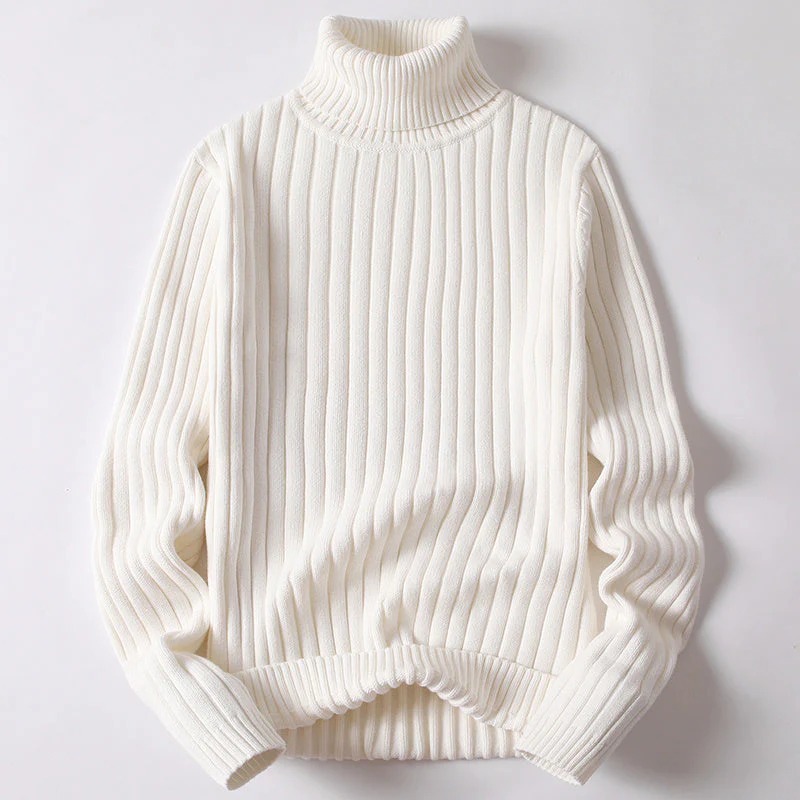 Warm Men Women Turtleneck Sweater - Slim Ribbed Knit - Image 6