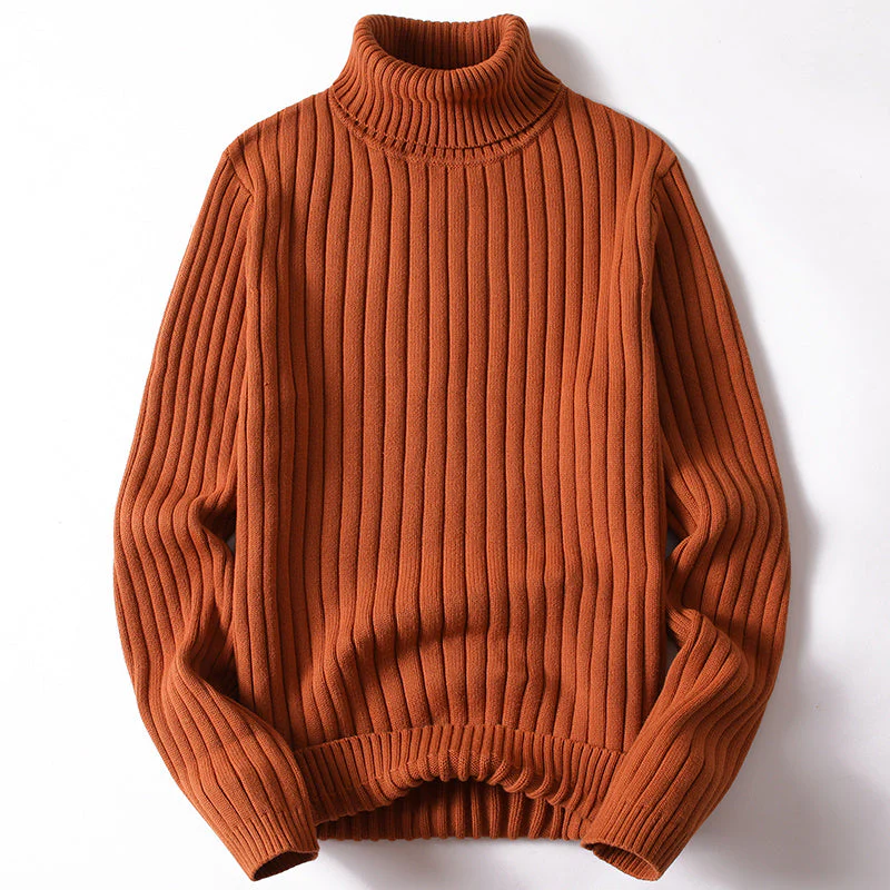 Warm Men Women Turtleneck Sweater - Slim Ribbed Knit - Image 7