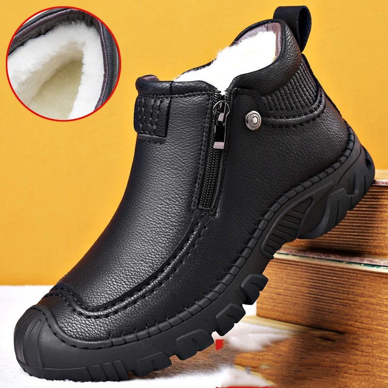 Warm Mens Ankle Boots - Zip Closure, PU Leather, Winter - Image 4