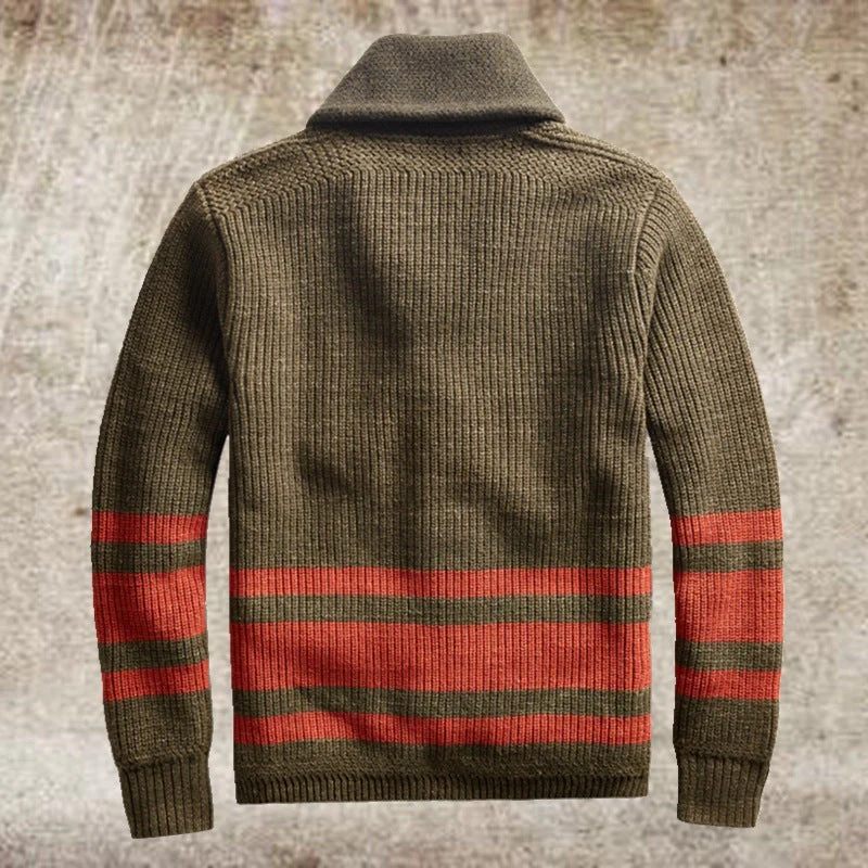 Warm Mens Cardigan Jacket - Shawl Collar, Cotton, Fall - Image 2