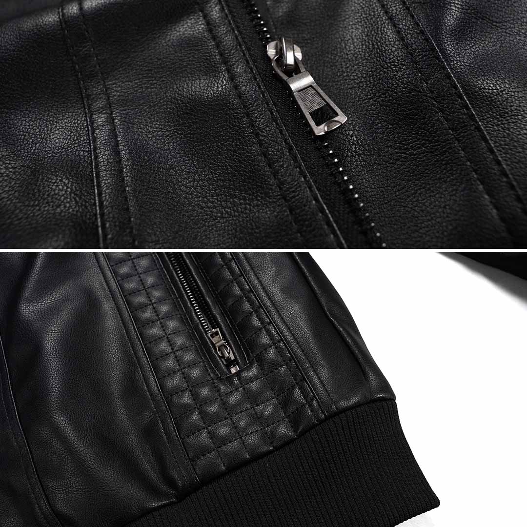 Men's PU Leather Hooded Bomber Jacket – Cold Weather Style - Image 4