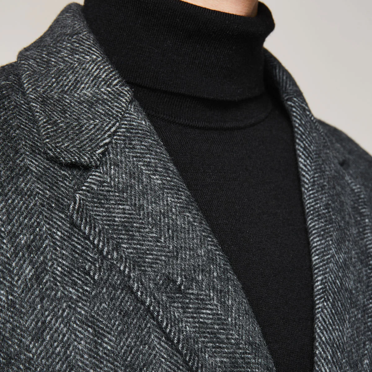 Warm Refined Men Wool Overcoat - Mid Thigh Trench Coat - Image 4