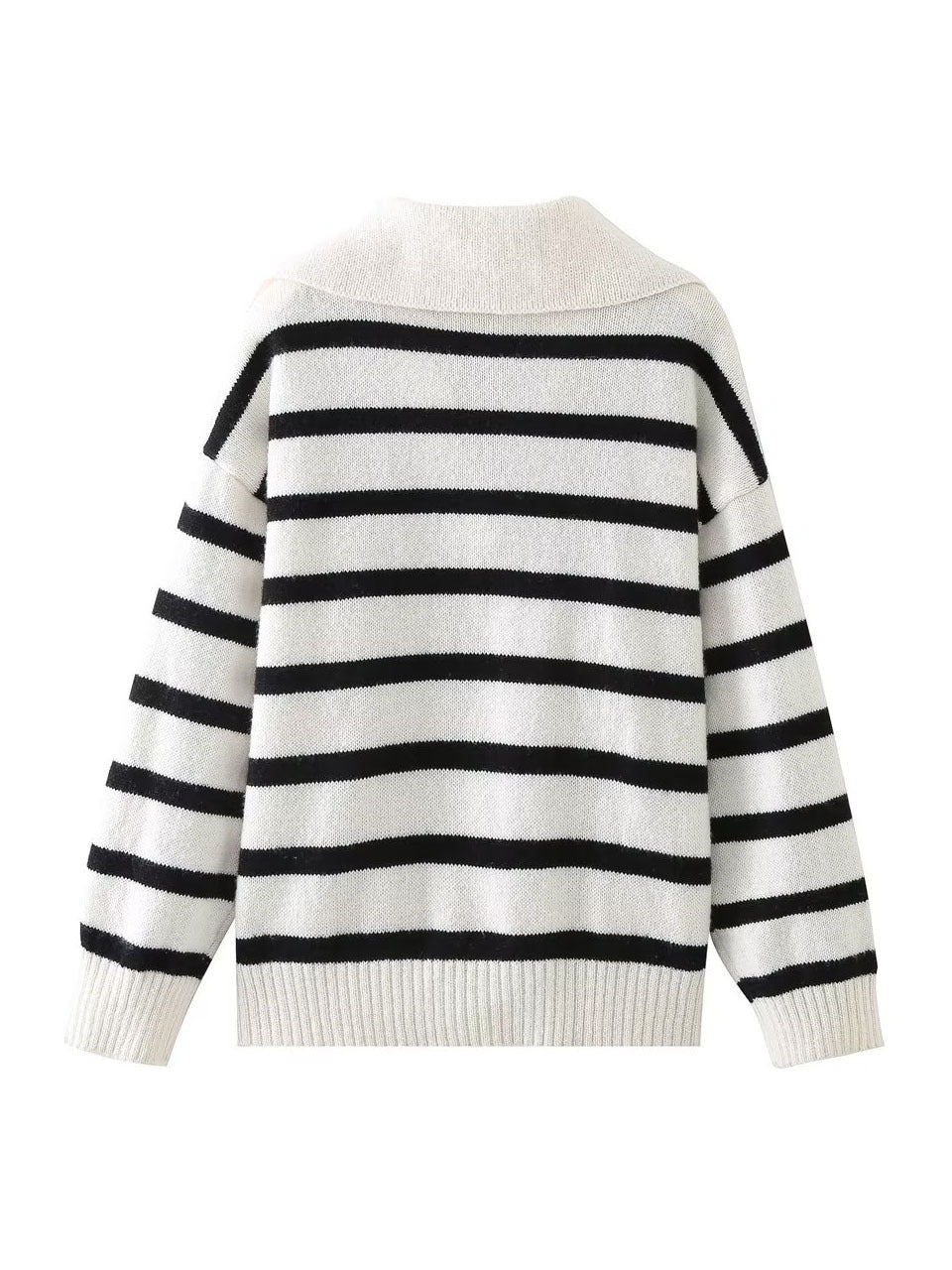 Warm Relaxed Women’s Striped Knitted Sweater - V Neck - Image 7