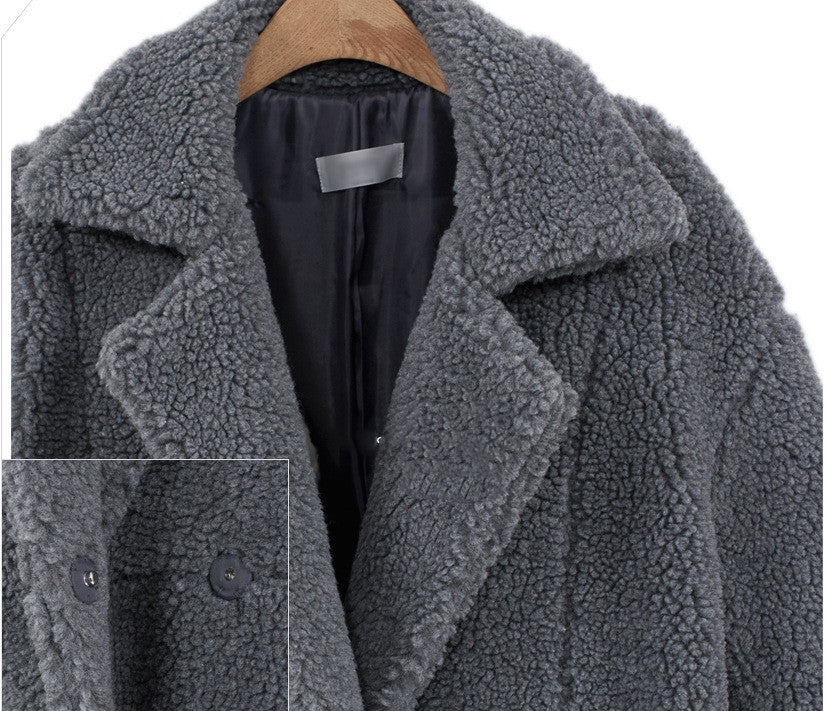 Warm Relaxed Women’s Wool Coat - Mid Length Wool Blend, City - Image 4