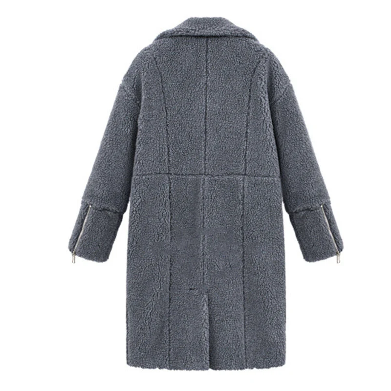 Warm Relaxed Women’s Wool Coat - Mid Length Wool Blend, City - Image 5