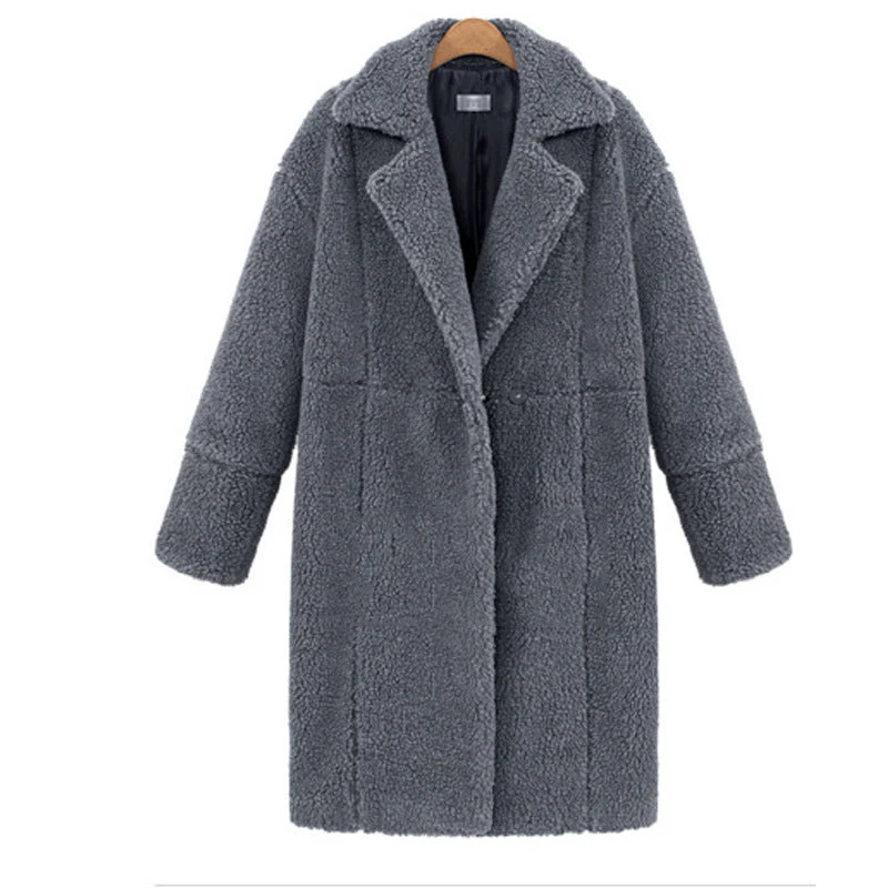 Warm Relaxed Women’s Wool Coat - Mid Length Wool Blend, City - Image 9