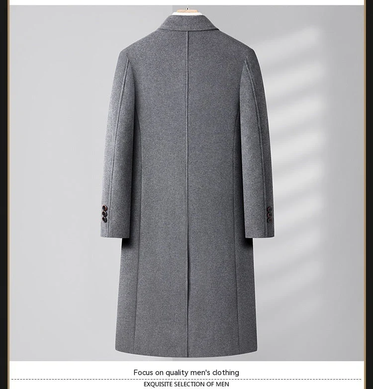 Warm Structured Overknee Wool Coat - Double Breasted, Winter - Image 4