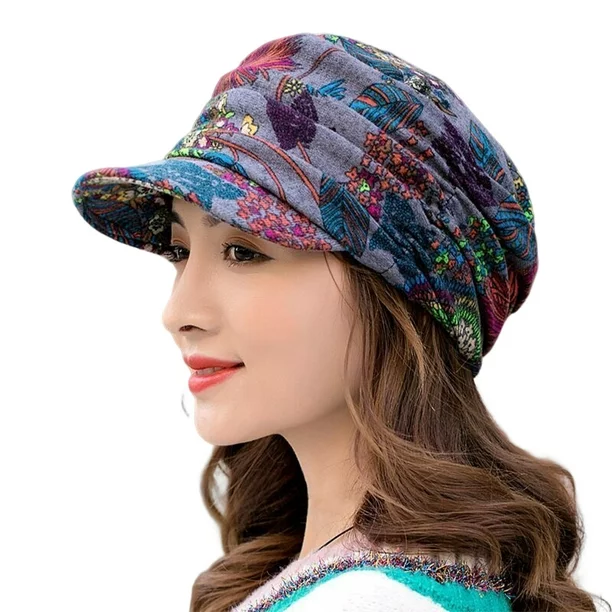 Warm Textured Women’s Winter Cap - Short Brim, Cotton Blend - Image 5