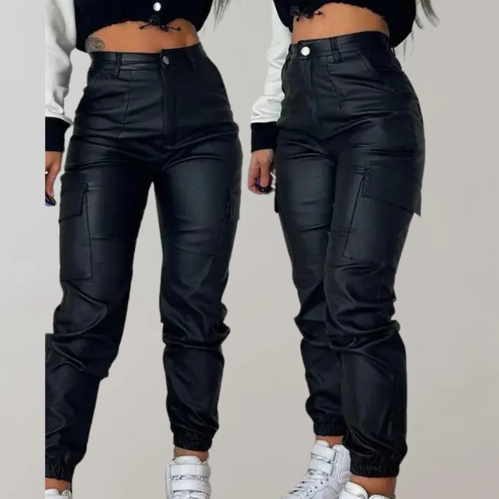 Warm & Versatile women's cargo pants – stylish tapered design, polyester, ideal for winter