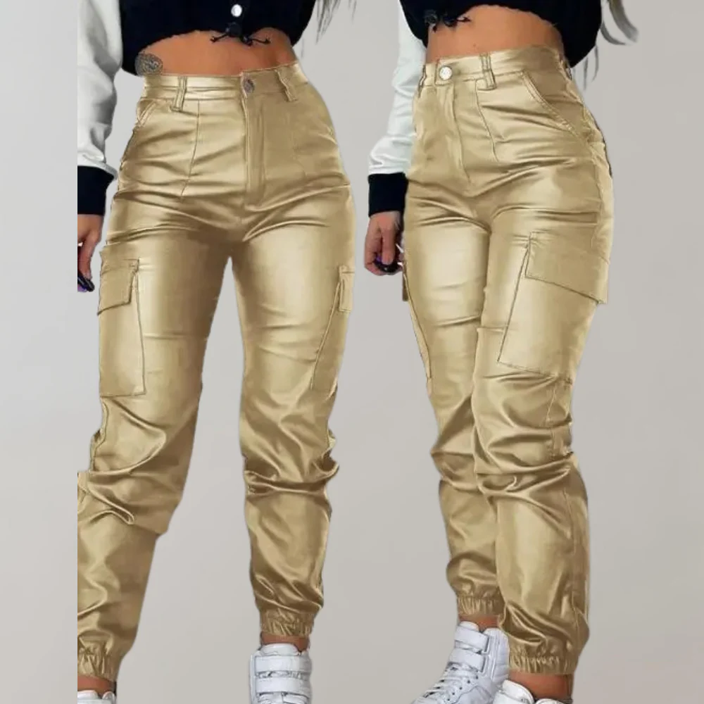 Warm & Versatile women's cargo pants – stylish tapered design, polyester, ideal for winter - Image 5
