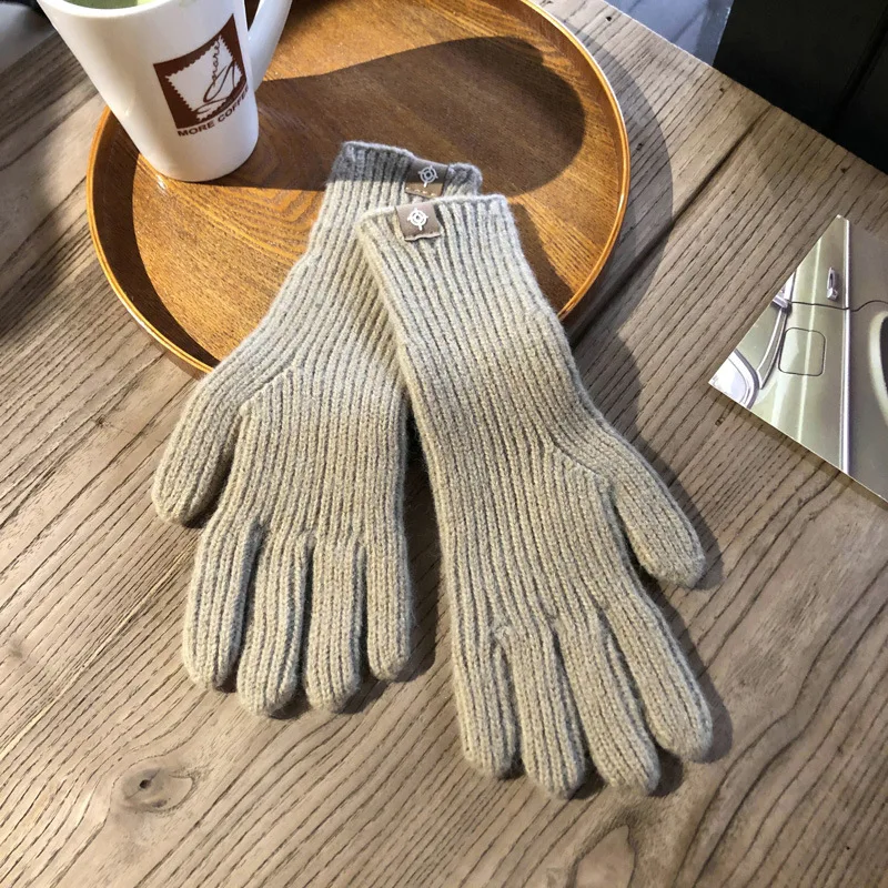Warm Women Gloves - Ribbed Full Finger, Cotton Blend - Image 3