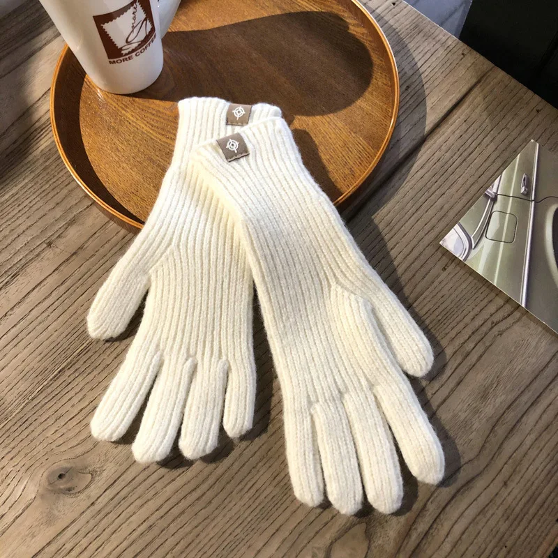 Warm Women Gloves - Ribbed Full Finger, Cotton Blend - Image 4