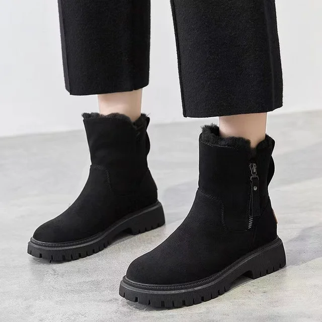 Warm Women's Ankle Boots - Faux Suede, Fur Lined, Winter