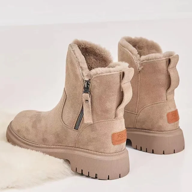 Warm Women's Ankle Boots - Faux Suede, Fur Lined, Winter - Image 2