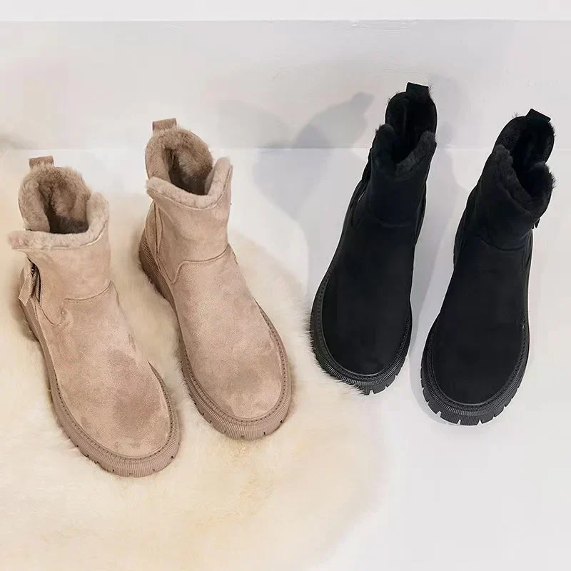 Warm Women's Ankle Boots - Faux Suede, Fur Lined, Winter - Image 3