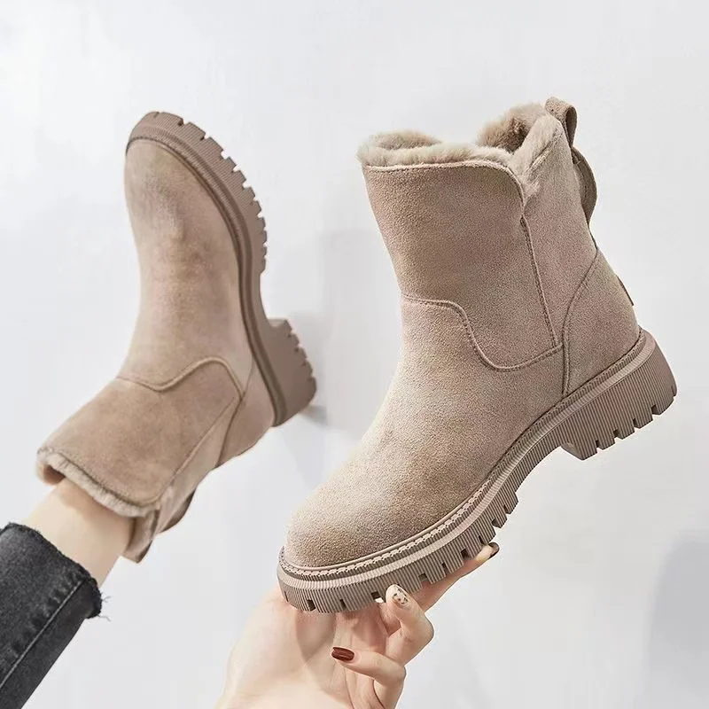 Warm Women's Ankle Boots - Faux Suede, Fur Lined, Winter - Image 4