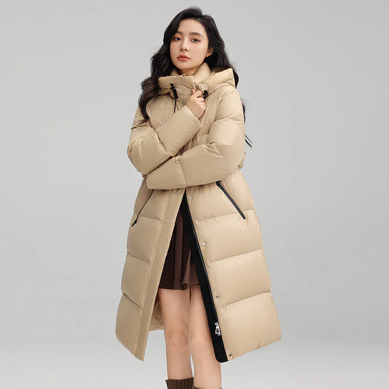Warm Women’s Down Coat - Drawstring Waist, Hooded, Travel - Image 6