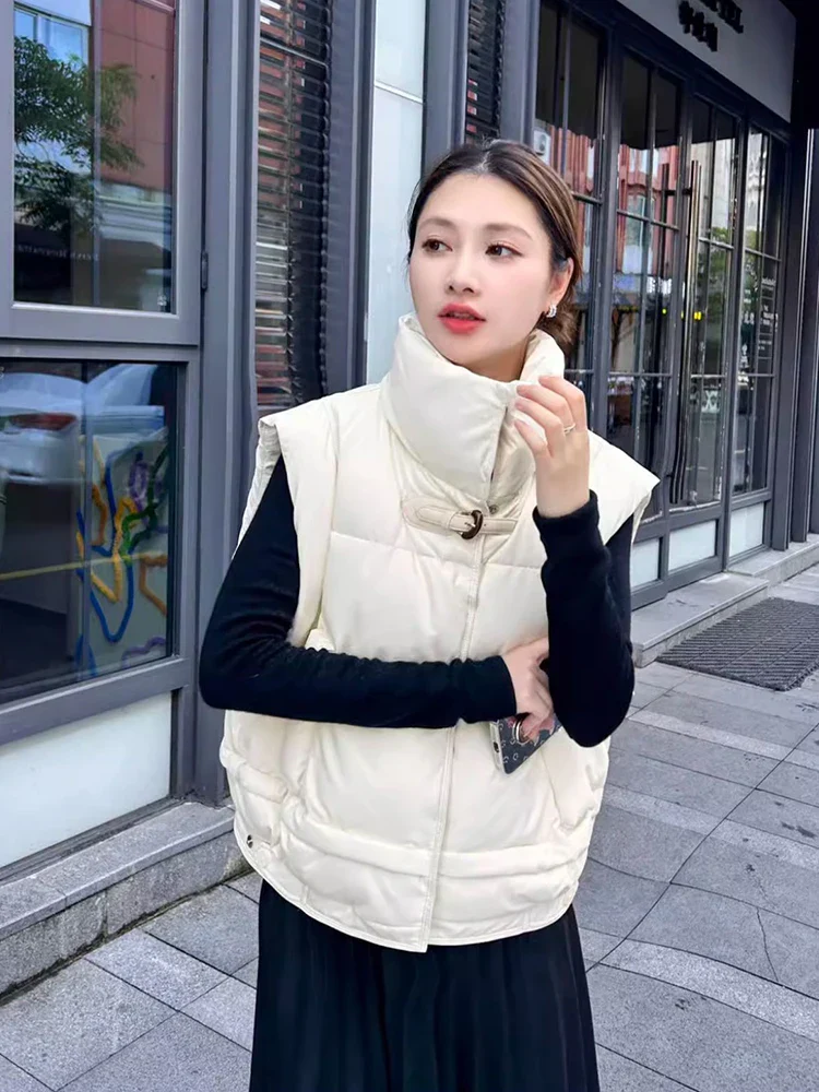 Warm Women’s Down Vest - Cropped Boxy, PU, Winter Layering - Image 5