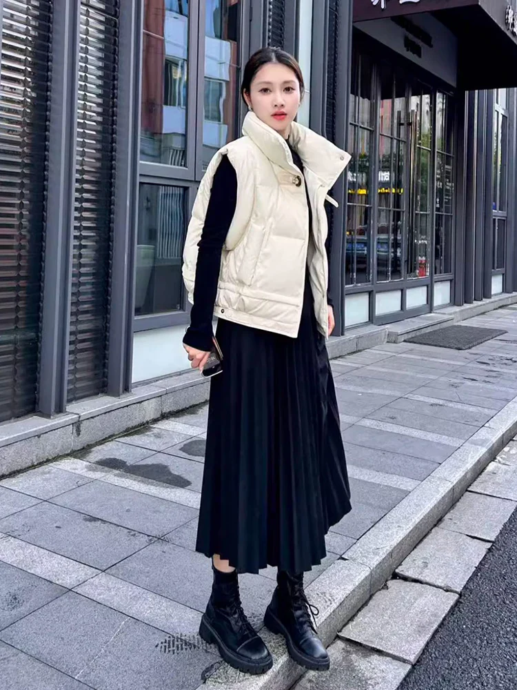 Warm Women’s Down Vest - Cropped Boxy, PU, Winter Layering - Image 8