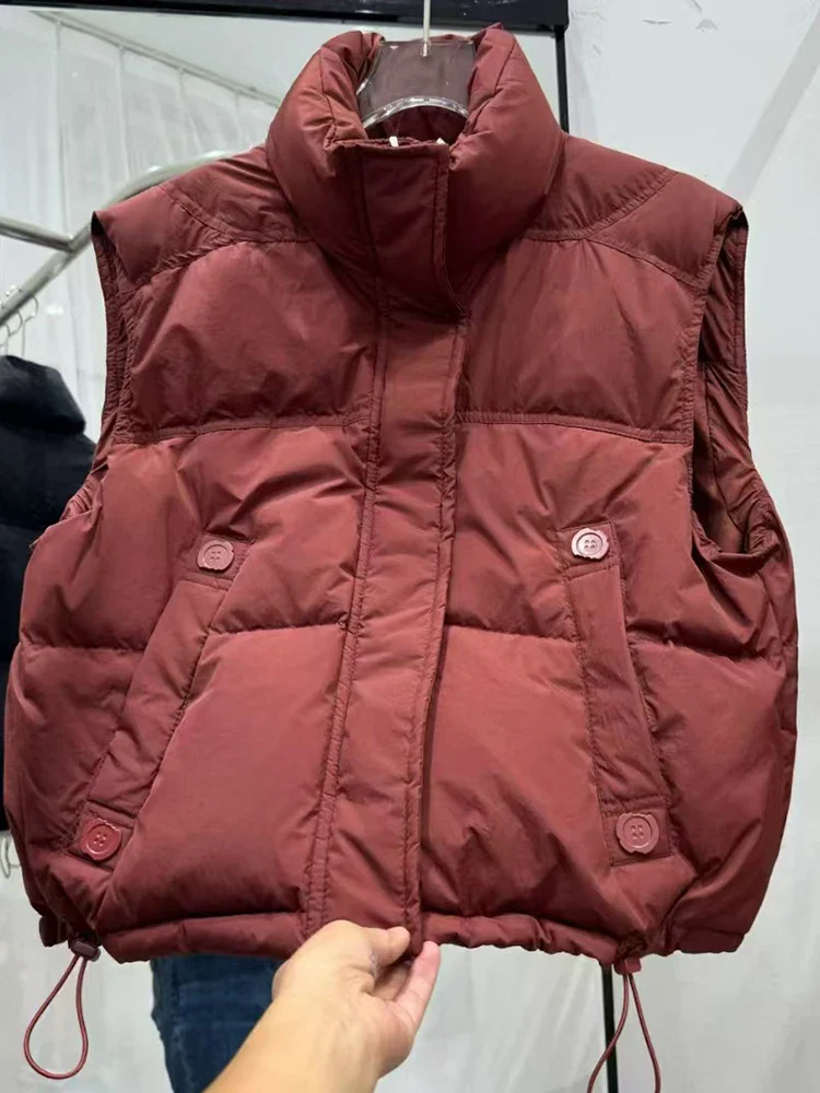 Warm Women’s Down Vest - Stand Collar, Duck Down, Winter - Image 14