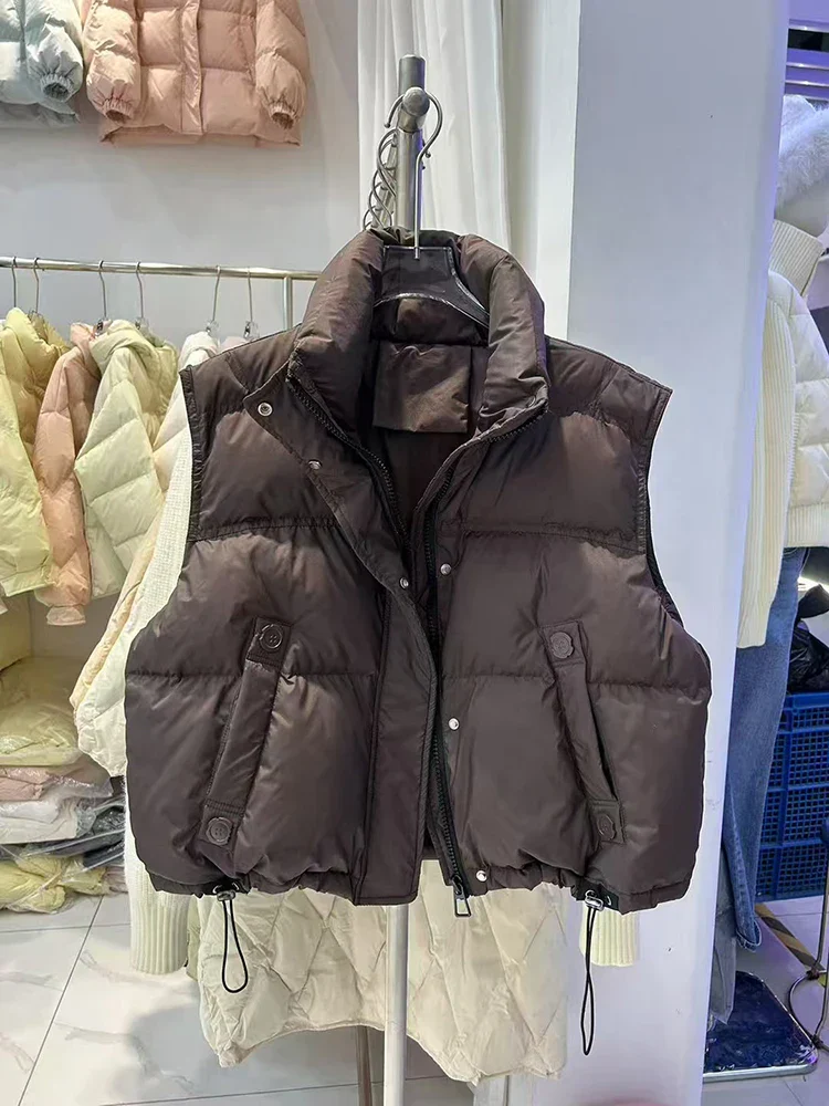 Warm Women’s Down Vest - Stand Collar, Duck Down, Winter - Image 20