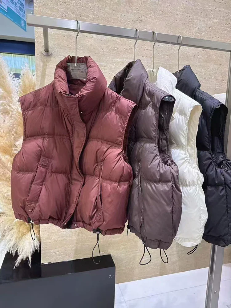 Warm Women’s Down Vest - Stand Collar, Duck Down, Winter - Image 6