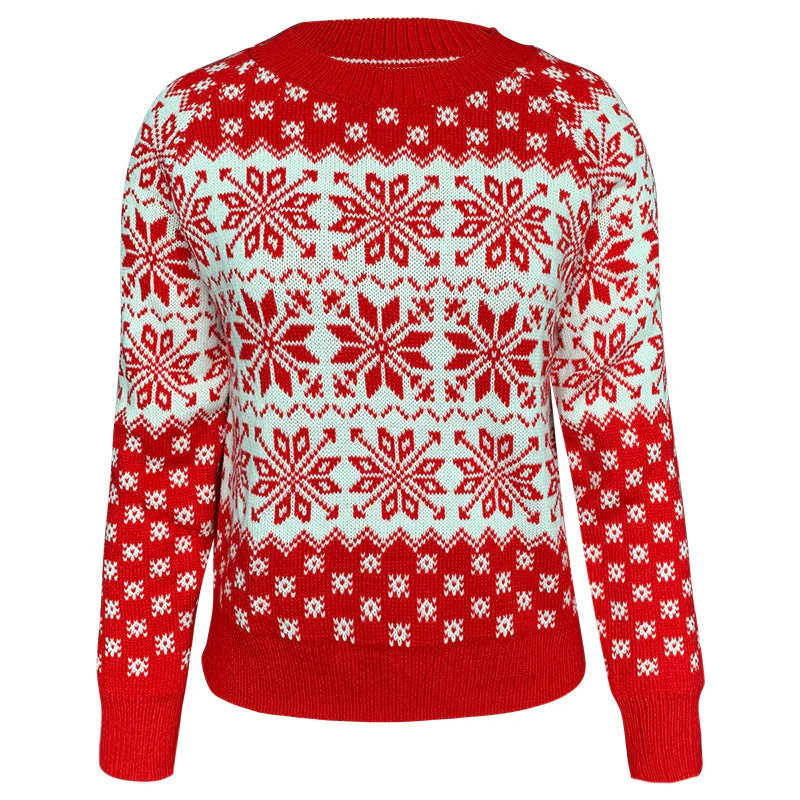 Warm Women’s Holiday Sweater - Crew Neck Knit, Festive Wear - Image 2