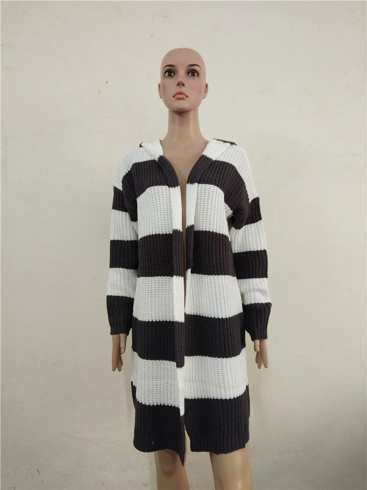 Warm Women’s Hooded Cardigan - Mid Length, Acrylic, Casual - Image 2