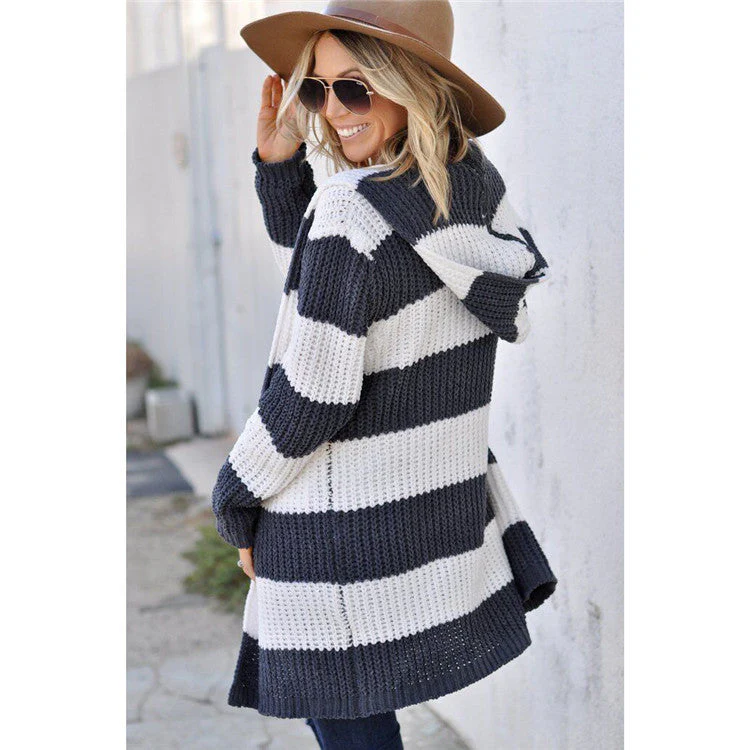 Warm Women’s Hooded Cardigan - Mid Length, Acrylic, Casual - Image 4