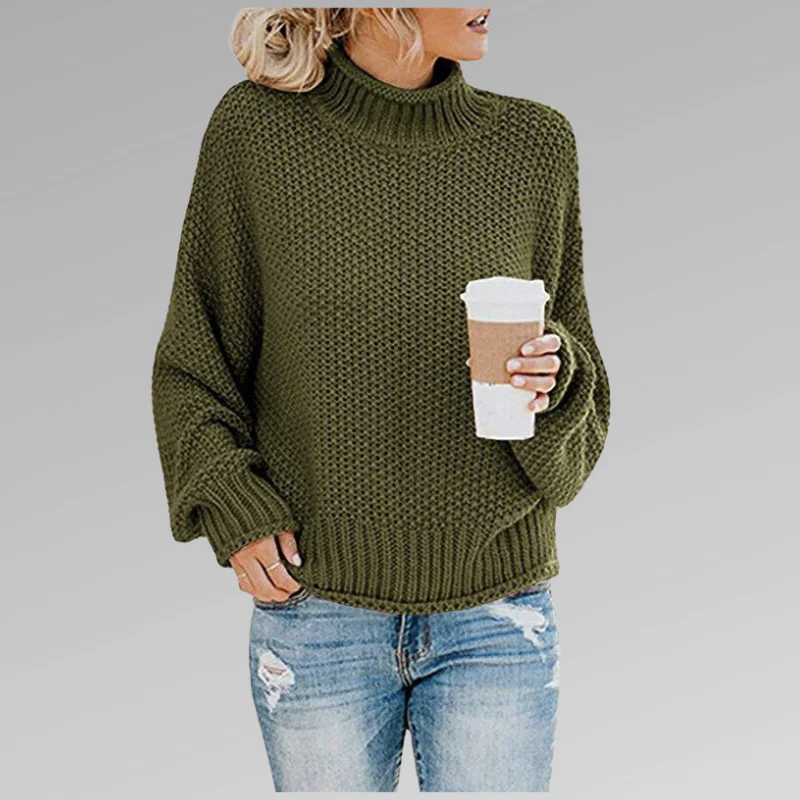 Warm Women's Knit Sweater - Drop Shoulder, Cropped, Winter - Image 6