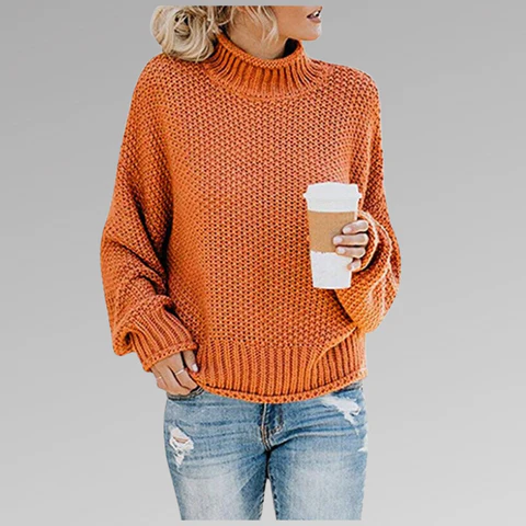 Warm Women's Knit Sweater - Drop Shoulder, Cropped, Winter - Image 7