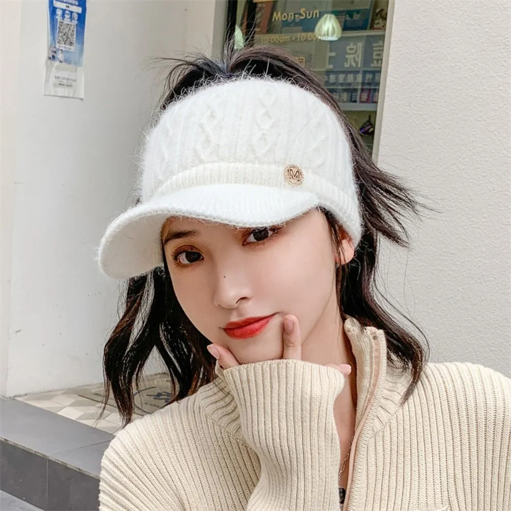 Warm Women's Knitted Baseball Cap - Cable Knit, Winter - Image 3