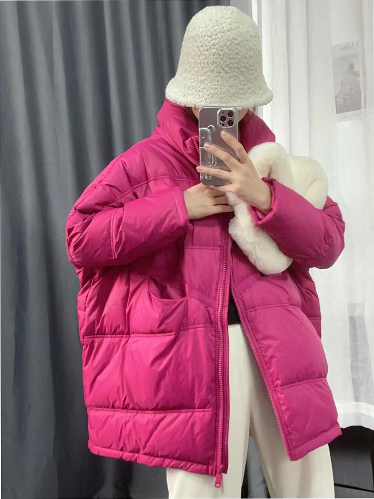 Warm Women's Mid-Length Down Coat - Hooded, Velvet, Cozy - Image 5