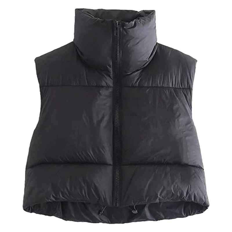 Warm Women’s Puffer Vest - Cropped Boxy, Polyester, Winter - Image 10