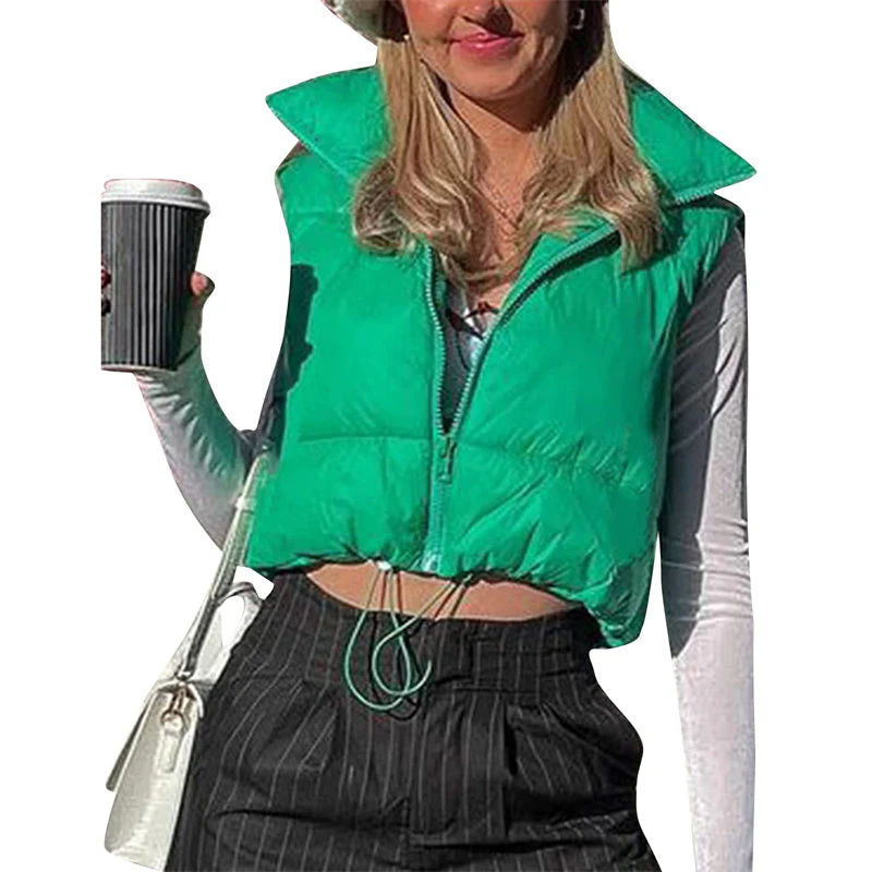 Warm Women’s Puffer Vest - Cropped Boxy, Polyester, Winter - Image 14