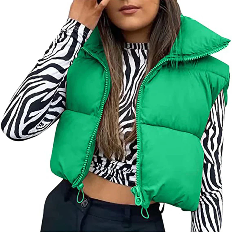Warm Women’s Puffer Vest - Cropped Boxy, Polyester, Winter - Image 16