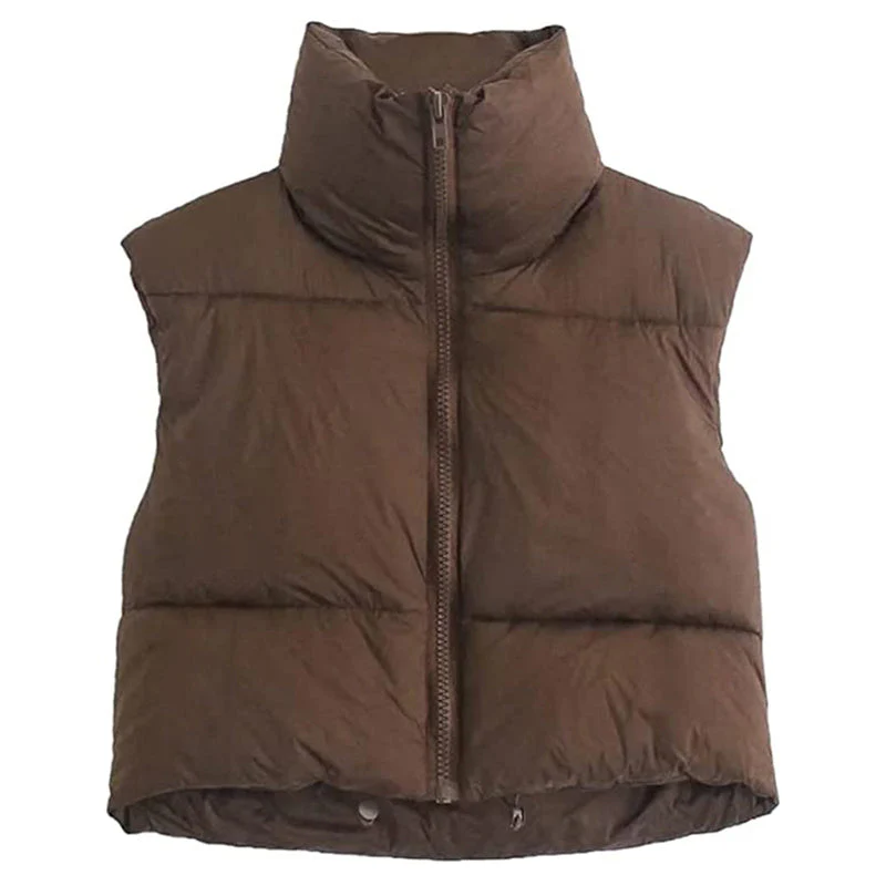Warm Women’s Puffer Vest - Cropped Boxy, Polyester, Winter - Image 19