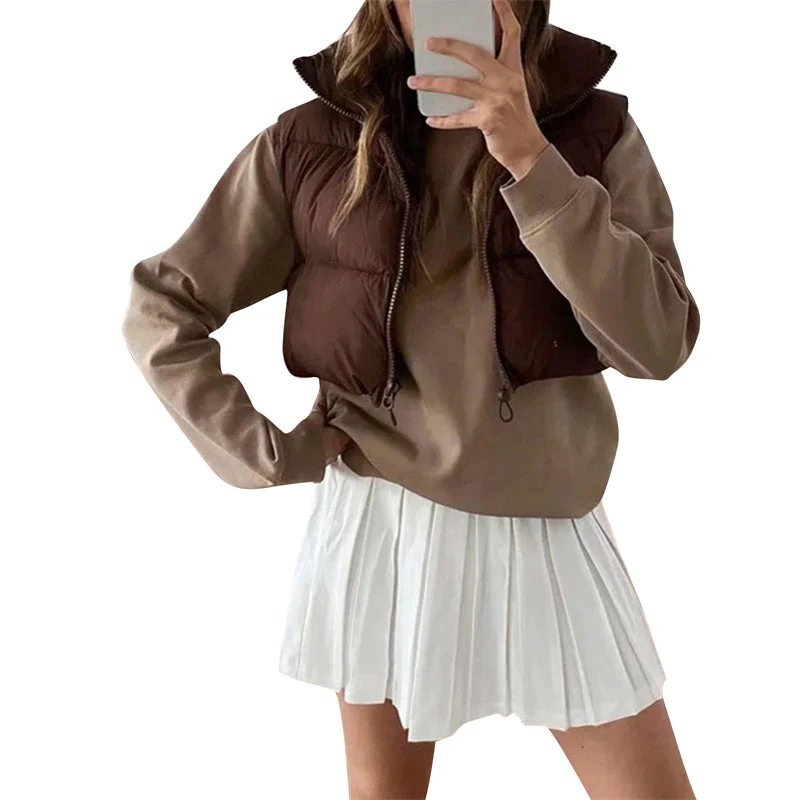 Warm Women’s Puffer Vest - Cropped Boxy, Polyester, Winter - Image 20