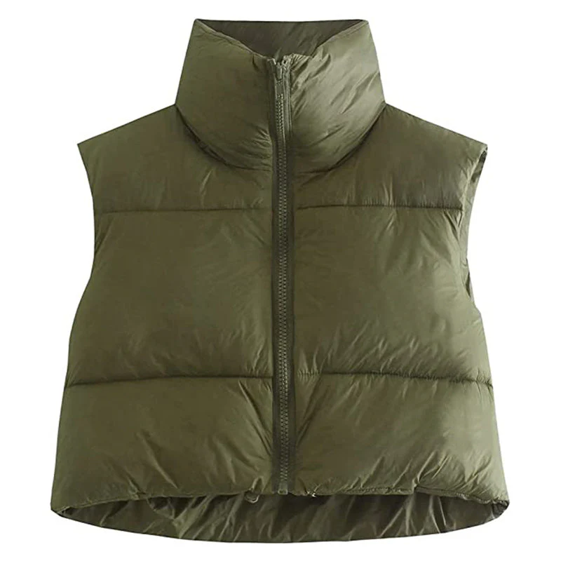 Warm Women’s Puffer Vest - Cropped Boxy, Polyester, Winter - Image 21
